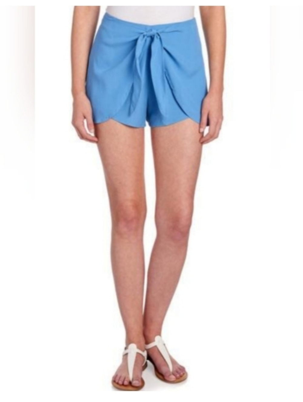 NWT june & hudson Blue Tie-Front Shorts Size M